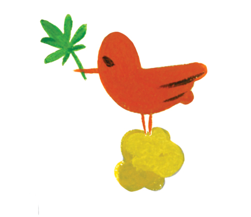 Bird with pot leaf, illustration